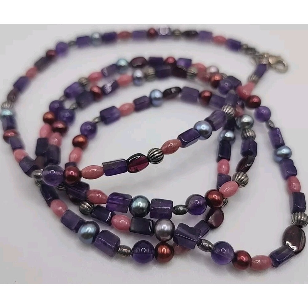 Vintage Carolyn Pollack QVC Southwest Amethyst Rhodonite Raspberry Pearl Bead... - Picture 10 of 12
